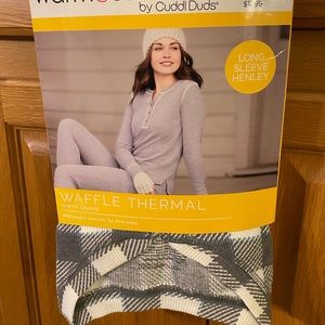 Cuddle Duds Warm Essentials Waffle Thermal Long Sleeve Henley Size XL.